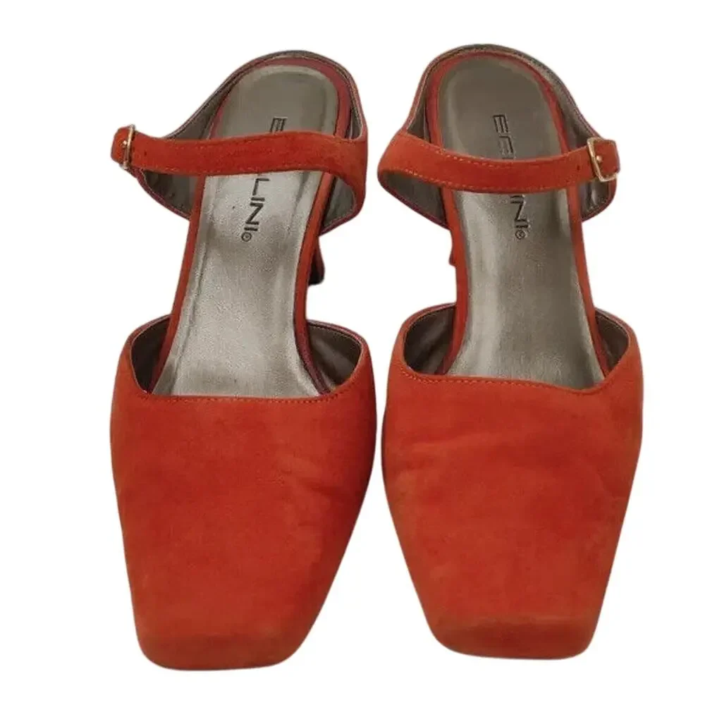 Vintage Orange suede Mary Jane Mule Sz 8 by Bellini